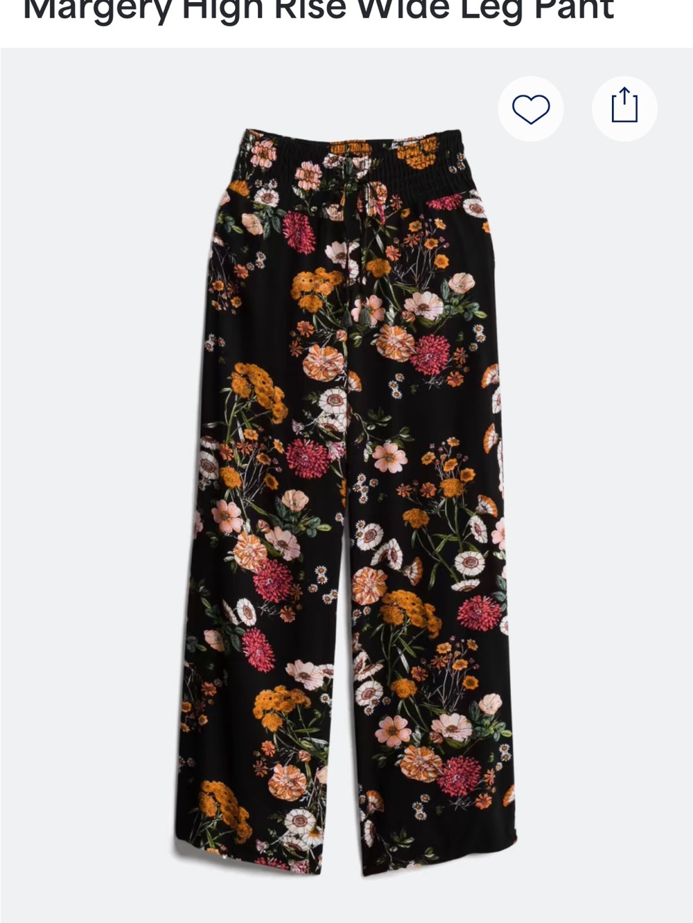 one 5 one Black Wide Leg Floral Pants - missing tassel